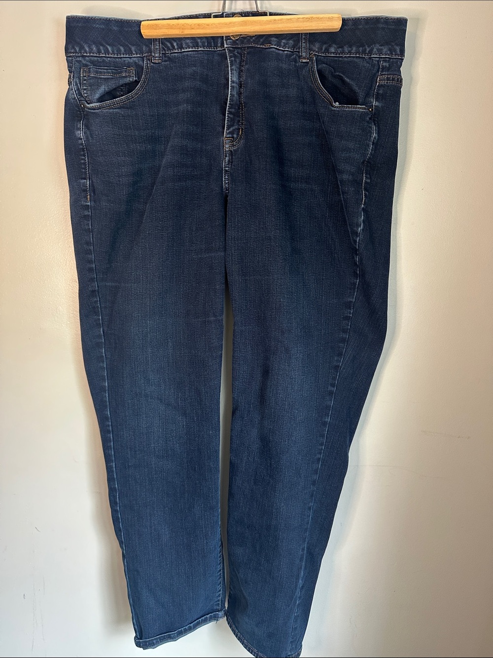 Lane Bryant High Rise Tighter Tummy Straight Leg Dark Rinse Denim Jeans, 22w